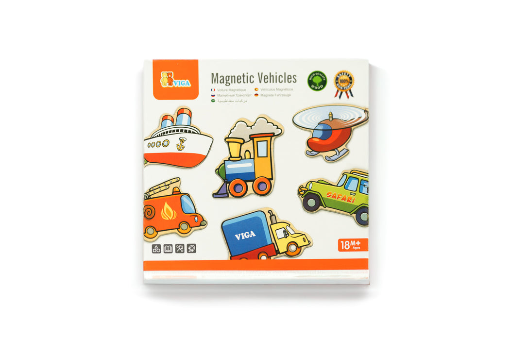 Wooden vehicles magnets (set of 20)