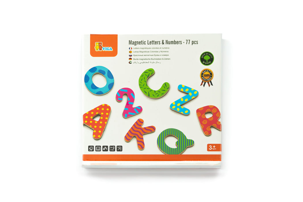 Wooden magnets letters and numbers (set of 77)